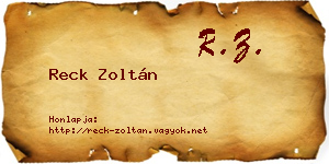 Reck Zoltán névjegykártya